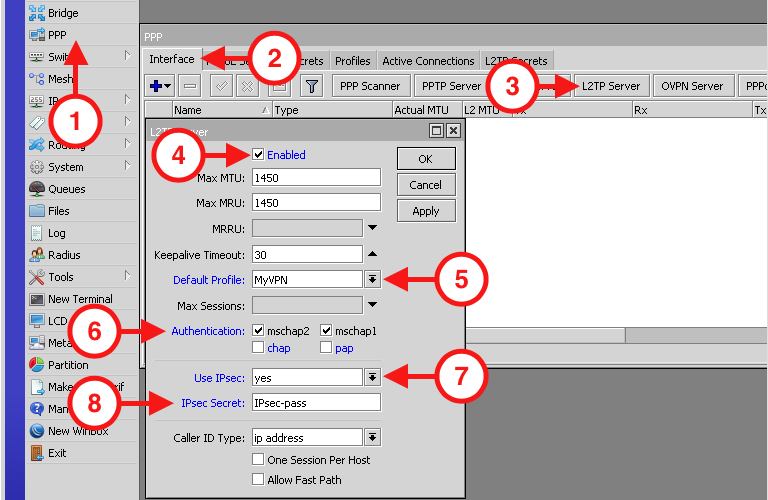 Настройка L2TP сервера в MikroTik