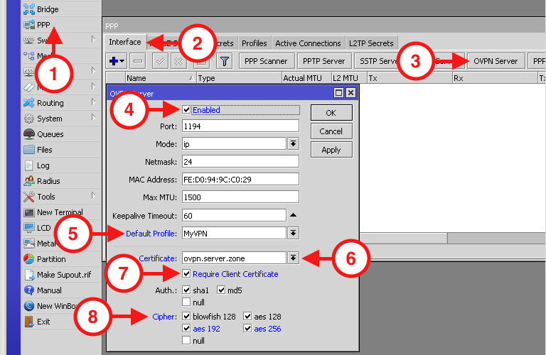 Настройка OVPN сервера в MikroTik